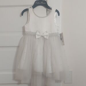 Elegant White Kids Dress with Bow